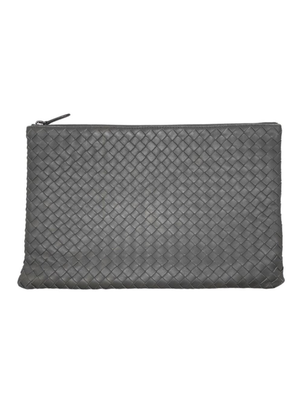 Bottega Veneta Clutch Intrecht Leather Gray Silver